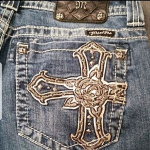 Women's Miss Me Studded Rose Cross boot cut jeans